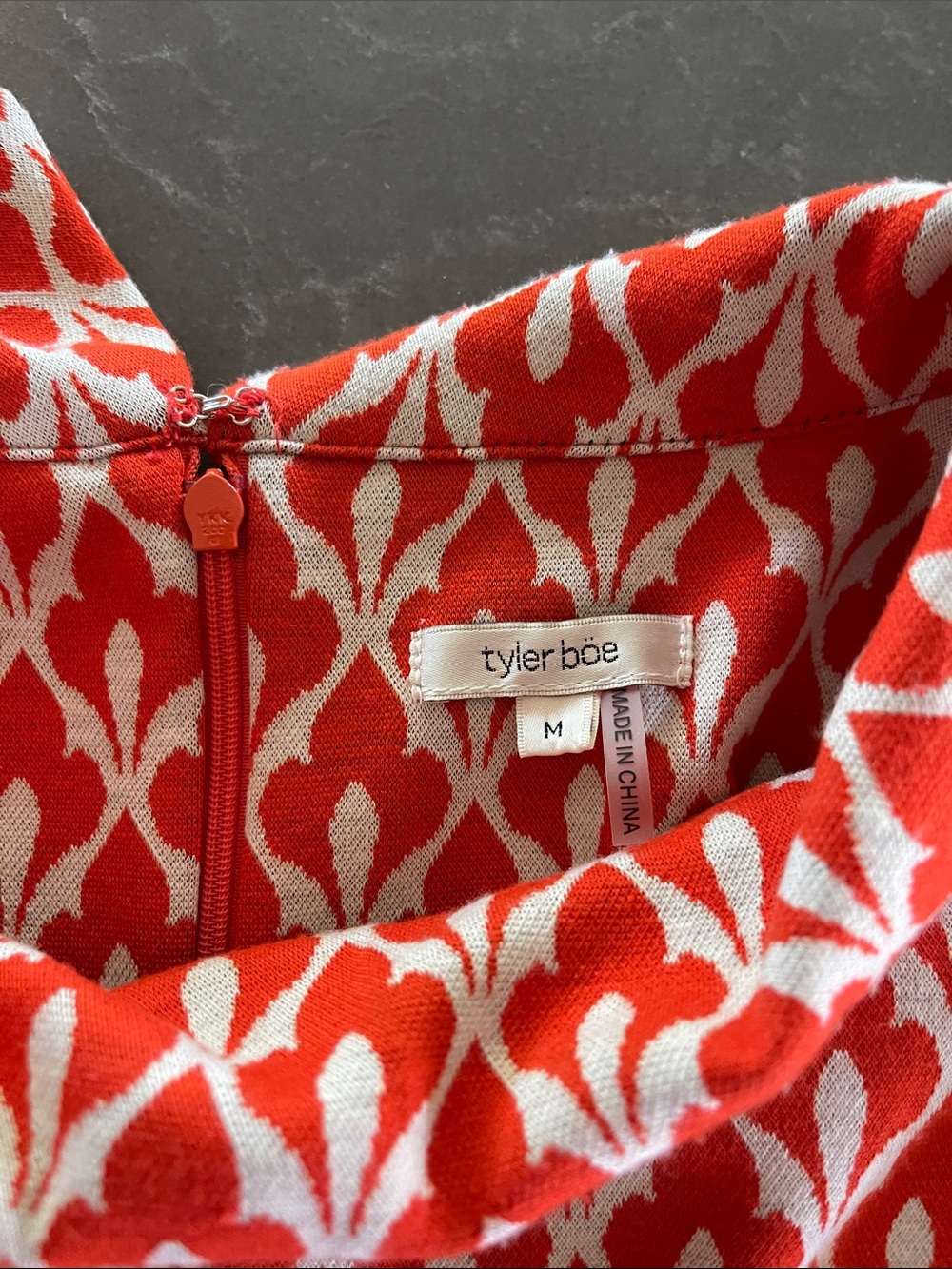 Tyler Boe Kristen Knit Shift Dress with Orange and White Mod Pattern- size M - Picture 5 of 8
